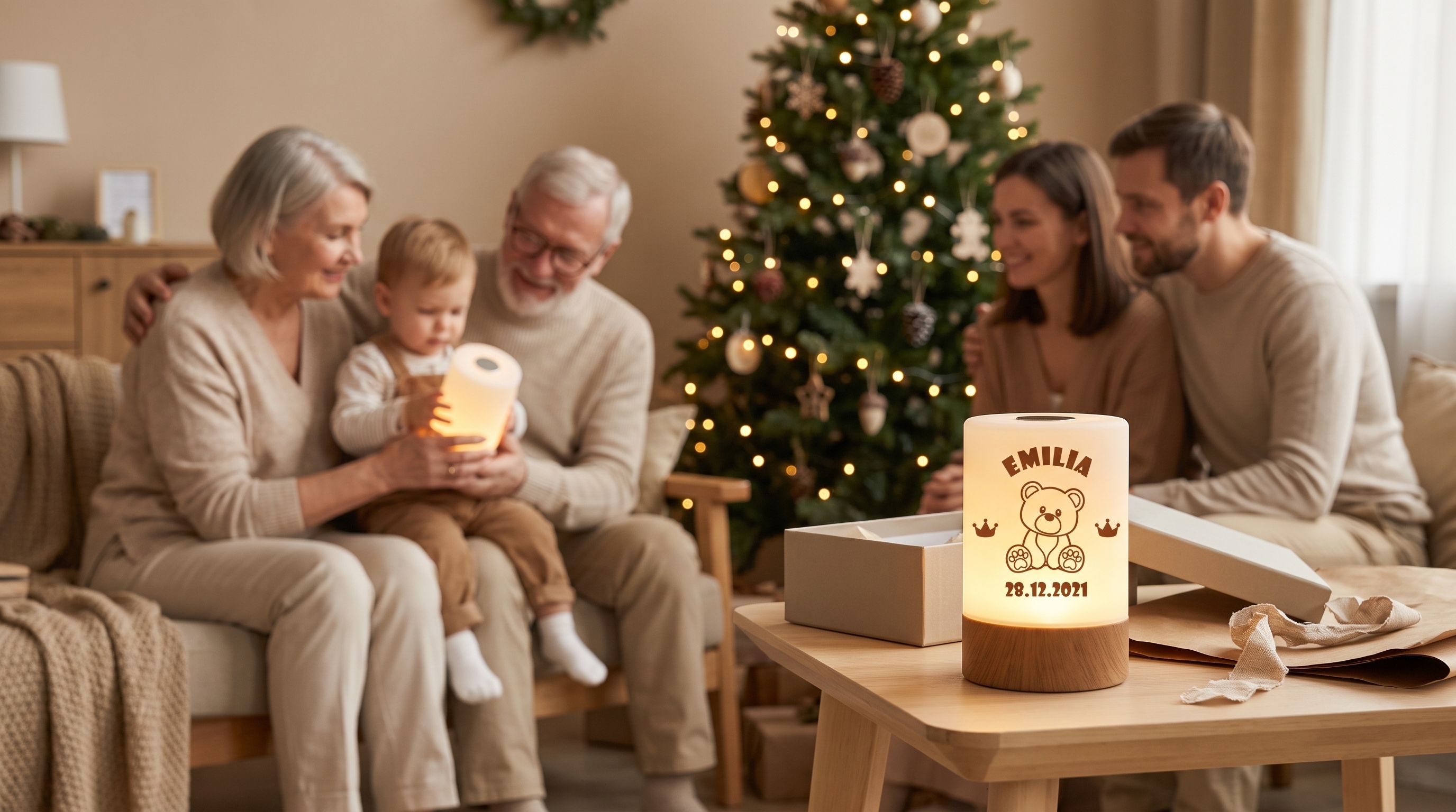 Personalisiertes Nachtlicht als Weihnachtsgeschenk