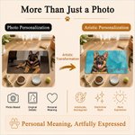 Personalized Oil Painting Style Pet Photo Food Mat with Name Home Decor Pet Supplies Birthday Gift for Cat Dog Pet Owner Lovers