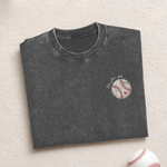 Personalized Red Heart Baseball Vintage 100% Cotton T-shirt with Name and Number Birthday Game Day Team Gift for Baseball Mom Baseball Player