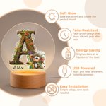 Personalized Jungle Animal Initial Acrylic Night Light with Name Bedroom Decor Baby Shower Gift for Babies Toddlers