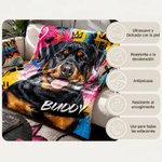 Manta suave personalizada con foto de mascota y estilo de grafiti al óleo con nombre regalo de cumpleaños para amantes de las mascotas