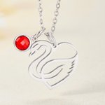 Personalized Birthstone Necklace with Bird Pendant Dainty Jewellery Birthday Anniversary Gift for Bird Enthusiasts Women