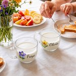 Personalized 3D-Effect Artwork Birth Flower Glass Cup with Name and Coaster Office Decoration Birthday Gift for Women