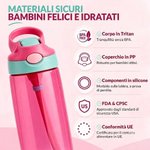 Borraccia personalizzata con foto, nome e cannuccia in silicone - Regalo di compleanno e rientro a scuola per studenti e bambini