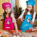 Gepersonaliseerde verstelbare kinderschort- en koksmutset met dierenthema zak naam en titel - schoolcadeau of verjaardagscadeau voor bakliefhebbers