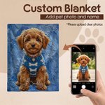Personalized Oil Painting Style Pet Photo Soft Throw Blanket with Name Home Decor Birthday Pet Memorial Gift for Pet Lovers