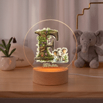 Personalized Jungle Animal Initial Acrylic Night Light with Name Bedroom Decor Baby Shower Gift for Babies Toddlers