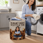 Personalized 3D-Effect Artwork Reading Character Photo Waterproof Laundry Storage Basket with Handle and Name Housewarming Birthday Gift for Women