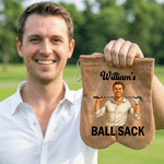 Personalized 3D-Style Character Artwork Photo Golf Ball Bag Sack with Name and Golf Ball Golf Field Birthday Anniversary Gift for Golf Lover