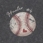 Personalized Red Heart Baseball Vintage 100% Cotton T-shirt with Name and Number Birthday Game Day Team Gift for Baseball Mom Baseball Player