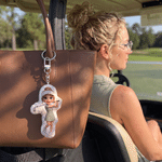 Personalised 3D-Effect Artwork Cartoon Character Photo Plush Bag Charm Keyring Daily Use Birthday Gift for Golf Lover Golf Dad