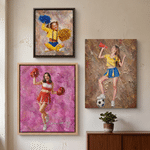 Personalized Oil Painting Cheerleader Canvas Print with Photo and Name Wall Decor Ship from USA Housewarming Gift for Cheerleader