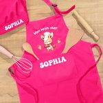 Set de tablier et toque de chef pour enfants personnalisé avec nom et motif d'animal - Cadeau idéal pour les enfants amoureux de cuisine