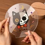 Personalized Halloween Quirky Cat Acrylic LED Night Light with Name and Wooden Base Room Decor Halloween Gift for Kids