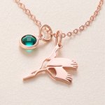 Personalized Birthstone Necklace with Bird Pendant Dainty Jewellery Birthday Anniversary Gift for Bird Enthusiasts Women