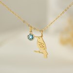 Personalized Birthstone Necklace with Bird Pendant Dainty Jewellery Birthday Anniversary Gift for Bird Enthusiasts Women