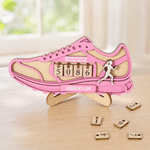 Personalised Sneaker Design Wooden Year Mile Tracker with Name Home Decor Birthday Anniversary Gift for Running Marathon Enthusiasts