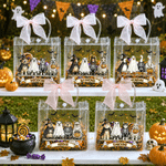 Personalised Black Cat Pumpkin Ghost Halloween-Themed Clear Gift Bag with Name Trick or Treat Halloween Party for Kids Boys Girls