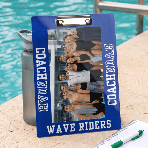 Personalized Multicolour Photo Swimming Coach Acrylic Clipboard with Team Name Daily Training Birthday Gift for Coach