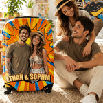 Personalized Pop Style Photo Suitcase Cover with Name Fits 18-32 Inches Suitcase Travel Birthday Gift for Girlfriend Boyfriend Couple