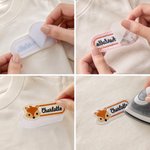 Personalized Embroidered Cartoon Animal 100% Cotton Name Patch Clothing Bag Decor Set of 2 Back to School Birthday Gift for Kids