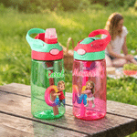 Personalized 3D-Effect Artwork Cute Cartoon Character Photo 16 oz Water Bottle with Name and Straw Daily Use Birthday Back to School Gift for Kids
