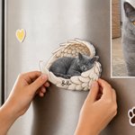 Personalized Pet Photo Wing Shape Fridge Magnet with Name Home Decoration Daily Use Birthday Memorial Sympathy Gift for Pet Lovers Pet Owners