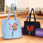 Personalized Birth Flower Butterfly Large Capacity Yoga Mat Bag with Name Yoga Exercise Birthday Gift for Pilates Yoga Lover
