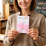Personalised A Note From Teacher Notepad Memo Pad with Text and 6 Pencil Heart Stickers Back to School Appreciation Gift for Teacher