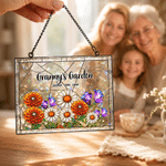 Personalized Birth Flower Grandma's Garden Acrylic Sun Catcher Ornament with Nickname and Name Window Decoration Birthday Gift for Mom Grandma