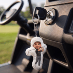 Personalised 3D-Effect Artwork Cartoon Character Photo Plush Bag Charm Keyring Daily Use Birthday Gift for Golf Lover Golf Dad