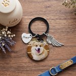 Personalized Angel Wing Photo Keychain with Nickname and Miss You Heart Charm Memorial Sympathy Gift for Loss of Loved One