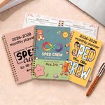 Personalized Sped Crew 2026-2028 Planner Spiral Notebook with Weekly Monthly Planning Pages and Name Birthday Teacher's Day Gift for Special Educator