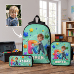 Personalized 3D-Style Character Artwork Cartoon Photo Backpack Lunch Bag Pencil Case with Name Back to School Birthday Gift for Girls Boys