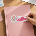 Personalized Cute Cartoon Animal Sticker Sheet with Name Daily Use Back to School Birthday Gift for Students