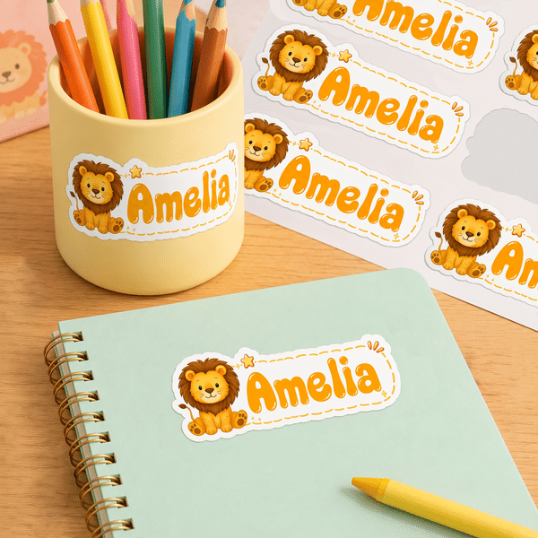 Personalized Cute Cartoon Animal Sticker Sheet with Name Daily Use Back to School Birthday Gift for Students