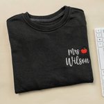 Personalized Multicolor Teacher Theme Red Apple Embroidered Sweatshirt with Text Back to School Teacher Appreciation Gift for Teachers Educators