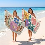 Personalized Multicolour Floral Quick Dry Oversized Beach Towel with Name Travel Essentials Birthday Summer Vacation Party Gift for Women