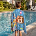 Personalized Cute 3D Diving Kid Sea Animal Quick Dry Soft Oversized Beach Towel with Name Summer Vacation Beach Party Birthday Gift for Boys Girls
