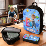 Personalized 3D-Style Character Artwork Cartoon Photo Backpack Lunch Bag Pencil Case with Name Back to School Birthday Gift for Girls Boys