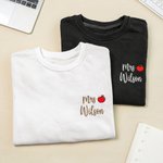 Personalized Multicolor Teacher Theme Red Apple Embroidered Sweatshirt with Text Back to School Teacher Appreciation Gift for Teachers Educators