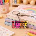 Portachiavi personalizzato in acrilico leggero, multicolore, stile pastello, con nome – Regalo per l’uso quotidiano, il ritorno a scuola e il compleanno, per ragazze e ragazzi