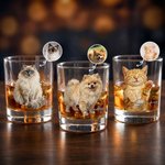 Personalised Oil Painting Style Dog Cat Photo 10 oz Whisky Glass with Name Birthday Gift for Pet Lovers Wine Lovers