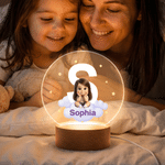Personalized Cloud 3D-Effect Artwork Character Photo Acrylic Night Light with Name and Initial Nursery Room Decor Birthday Gift for Kids