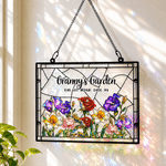 Personalized Birth Flower Grandma's Garden Acrylic Sun Catcher Ornament with Nickname and Name Window Decoration Birthday Gift for Mom Grandma