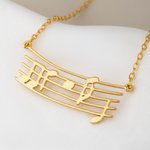 Personalised Dainty Staff Note Musical Sterling Silver Necklace with Hidden Secret Message Birthday Gift for Musician Women