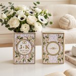 Personalised Flower Book Shape Ceramic Vase with Initials and Date Home Garden Decor Wedding Birthday Anniversary Gift for Bride Book Lover