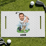 Spersonalizowana nakładka na siedzenie wózka golfowego z nadrukiem głowy postaci z kreskówki o tematyce golfowej i imieniem – prezent urodzinowy dla miłośników golfa