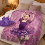 Personalized Oil Painting Style Ballet Girl Photo Soft Throw Blanket with Name Living Room Decor Birthday Gift for Girls Ballet Lovers