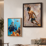 Personalized Oil Painting Style Diver Portrait Canvas Prints with Name Home Decor Ship from USA Birthday Housewarming Gift for Diving Lover Instructor